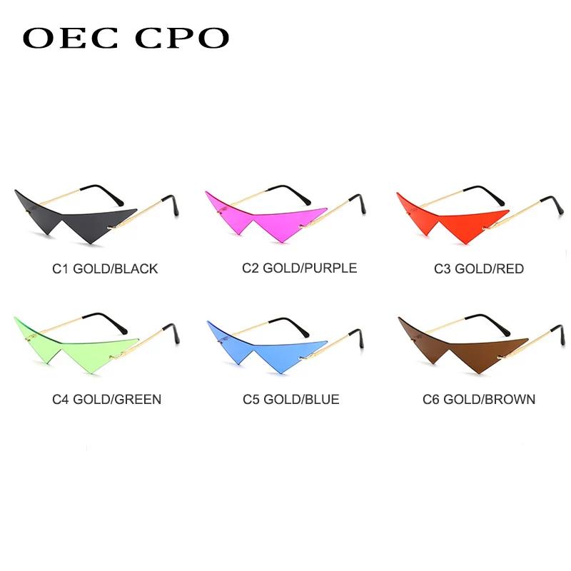 OEC CPO surdimensionné oeil de chat sans monture lunettes de soleil femmes mode une pièce lentille l