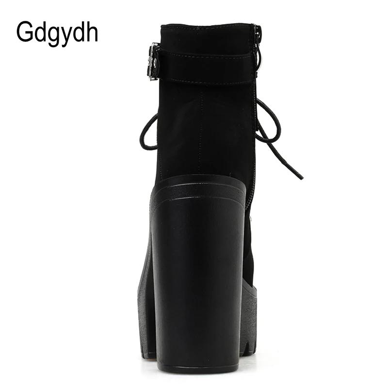 Gdgydh à lacets femmes bottes plate-forme boucle botte Cosplay chaussures talon épais automne bottes