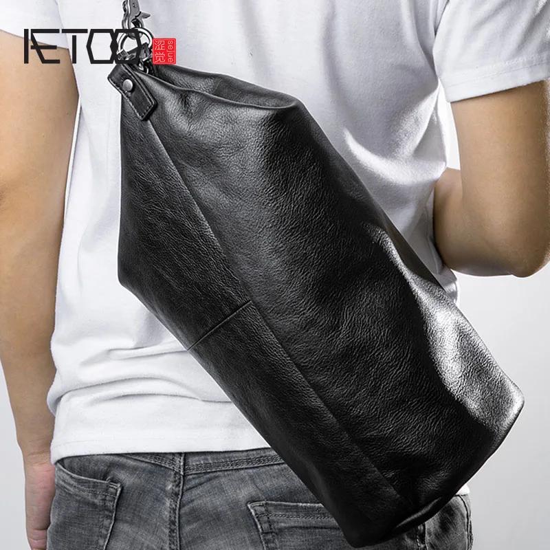AETOO – sac incliné à une épaule, sac de tête en cuir, sac cylindrique en cuir, sac tendance pour ho