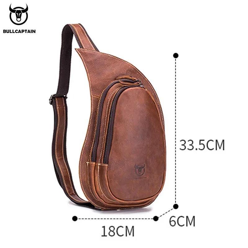 BULLCAPTAIN-Sac à Bandoulière en Cuir de Cheval pour Homme, Sacs de Poitrine en Cuir, Nouvelle Mode,
