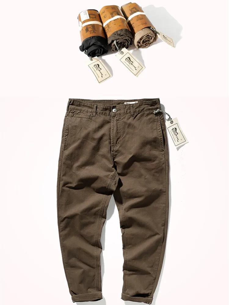 Pantalon décontracté en coton pur pour homme, nouveau, rétro américain, tissé, lourd, sergé, délavé,