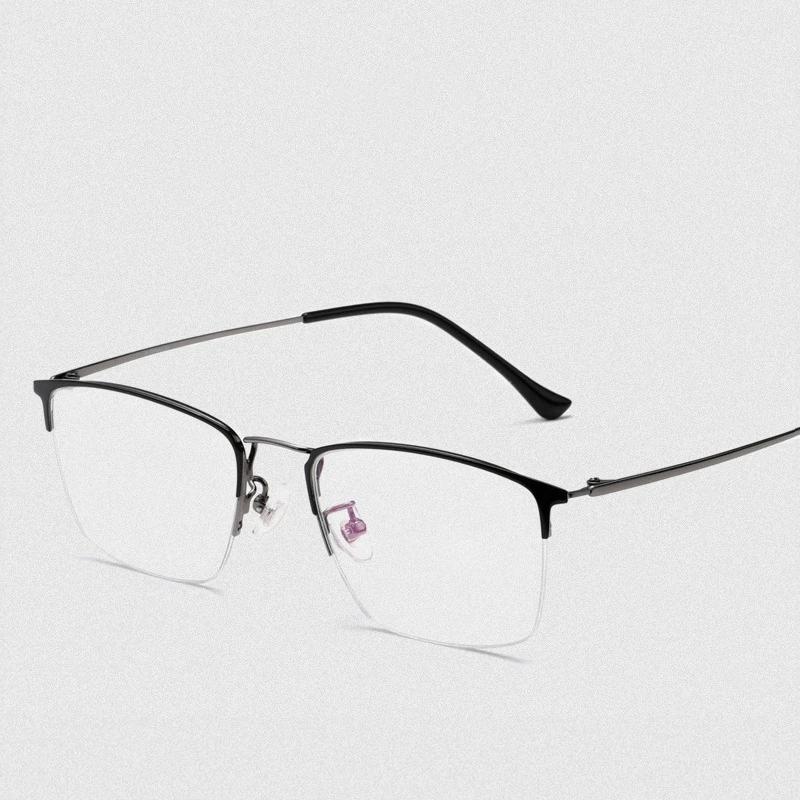 YIMARUILI – lunettes d'affaires rétro ultralégères pour hommes, demi-monture, titane pur, myopie, hy