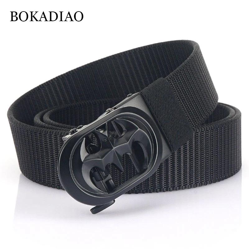 BOKADIAO Ceinture en nylon pour hommes de luxe chauve-souris en métal boucle automatique ceintures e