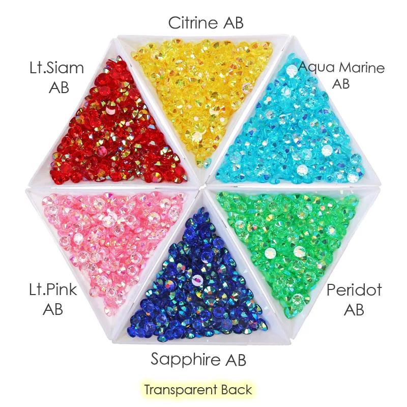 Grand paquet de strass en résine Non correcteurs, 2-6mm, vente en gros, cristaux en plastique AB à d
