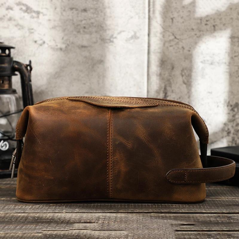 Contact's Crazy Horse – trousse à cosmétiques en cuir pour hommes, trousse de toilette, pochette de 
