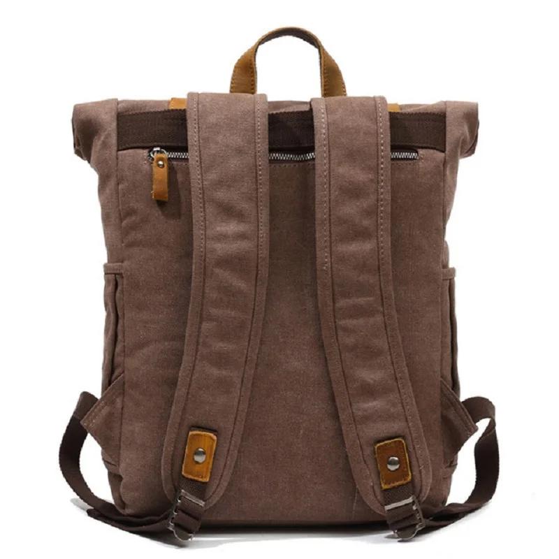 Vintage toile cuir sacs à dos voyage sac à dos pour ordinateur portable sacs d'école pour adolescent