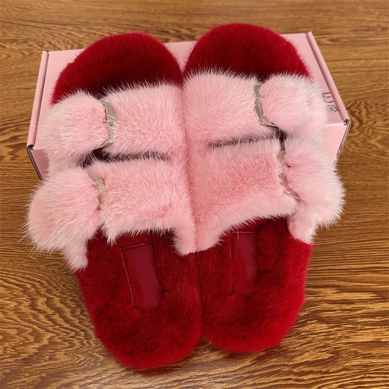Pantoufles de luxe de styliste pour femmes, chaussures d'hiver à la mode européenne, pantoufles pour