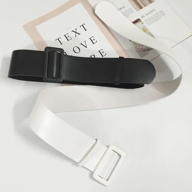 Ceinture en cuir blanc pour femme, large, ronde, carrée, cool, qualité supérieure, jeans féminins, e