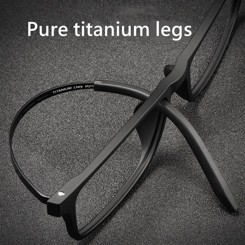 Monture de lunettes en titane pur pour hommes, grande monture confortable, Ultra légère, carrée, pou