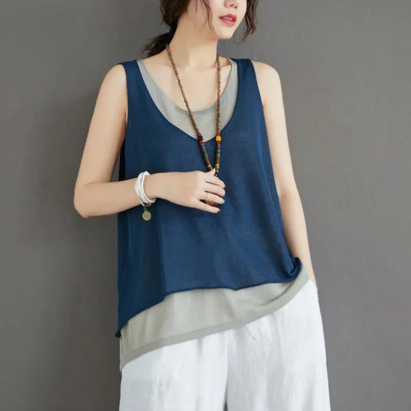Faux gilets décontractés en coton pour femmes, col en V, style simple, précieux, confortable, été, n