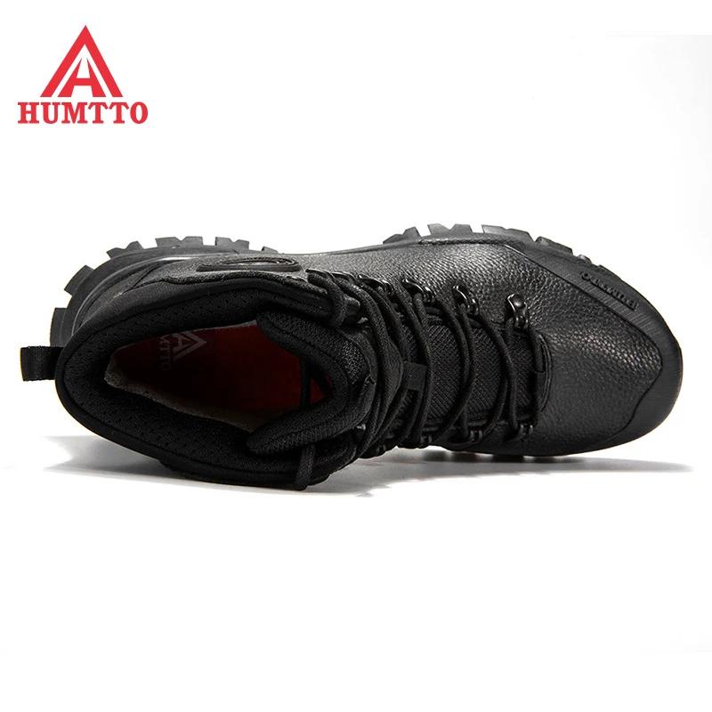 HUMTTO-Chaussures de Randonnée Respirantes pour Homme, Bottes en Cuir Imperméables pour l'Extérieur,