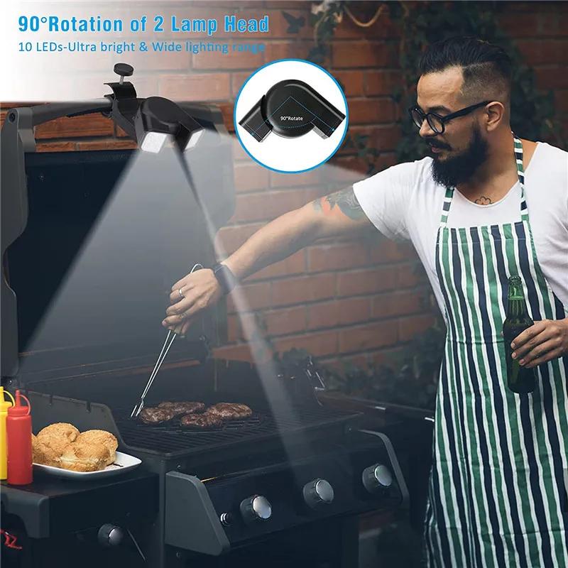 Lampe LED multifonctionnelle à Double tête pour barbecue, résistante à la chaleur, pour pêche de nui