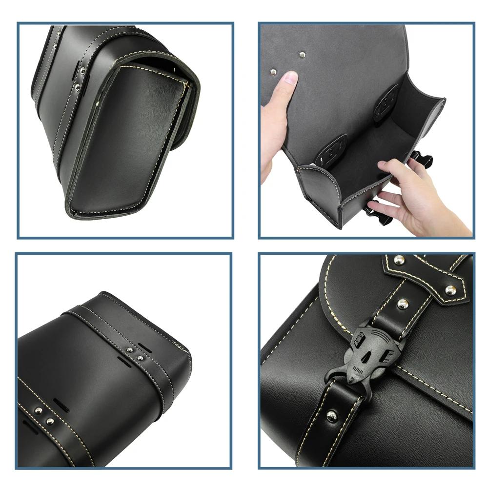 Sacoche de Moto modèle côté en cuir PU, sac de selle de bagages, pochette de rangement pour outils p