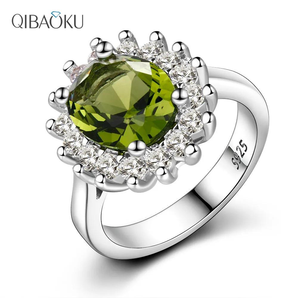 Bague rétro en argent pour femmes, bagues à fleurs avec pierres péridot brillantes, marque de luxe, 