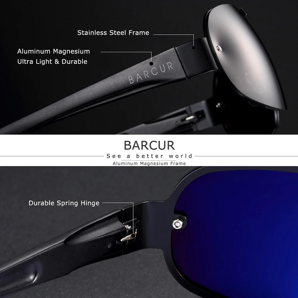 BARCUR – lunettes de soleil polarisées en aluminium et magnésium pour homme, protection UV400