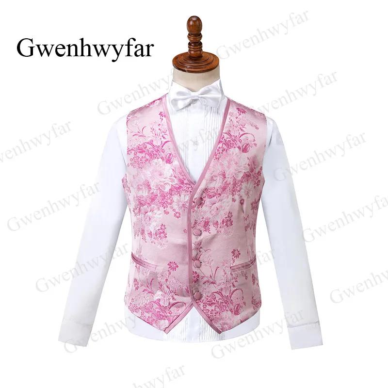 Gwenhwyfar rose hommes Tuxedos Floral 2026 haute qualité mâle fête Tuxedos 3 pièces coupe ajustée ch