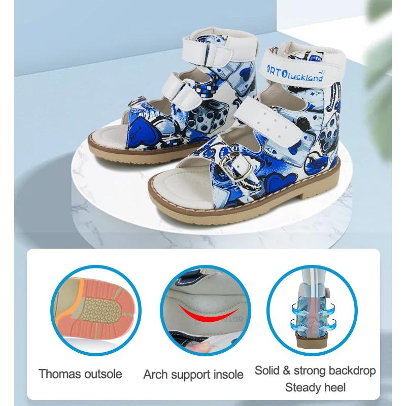 Ortoluckland enfants sandales garçons imprimé chaussures orthopédiques été enfants boucle sangle sou