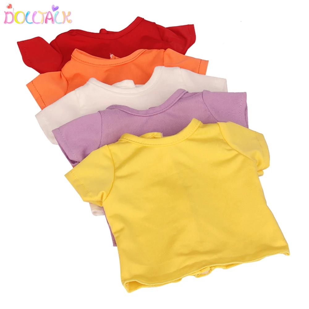 T-shirt manches courtes col rond, en coton, 4 couleurs, pour nouveau-né, américain, 43cm, 18 pouces
