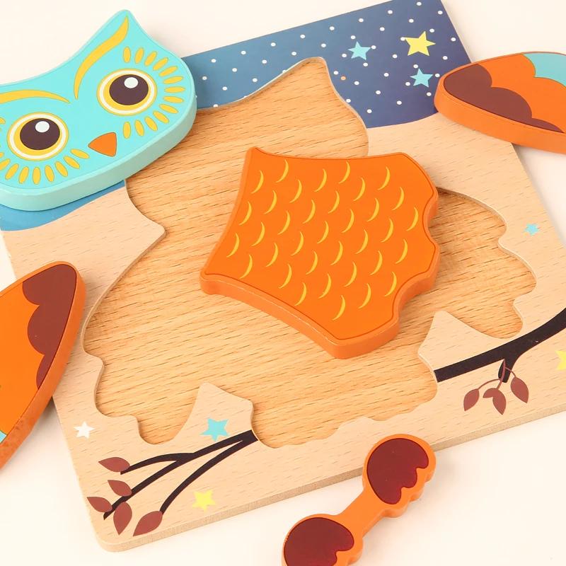 Puzzle 3D en bois de haute qualité pour bébé, dessin animé, trafic d'animaux, jeu de Cognition d'app