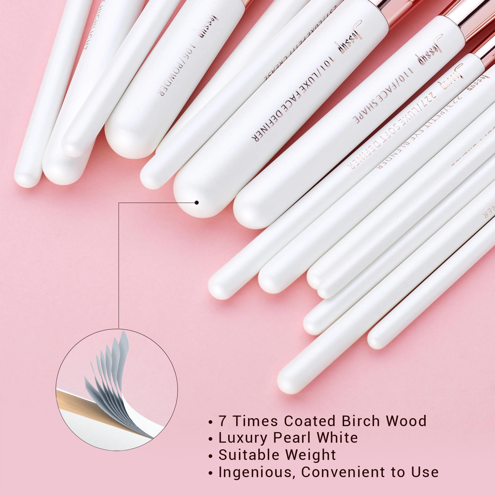 Jessup – ensemble de pinceaux de maquillage professionnels, 15 pièces, brosse de maquillage naturel-