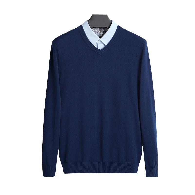 Pull en coton hommes à manches longues pulls vêtements d'extérieur homme col en V hommes chandails m