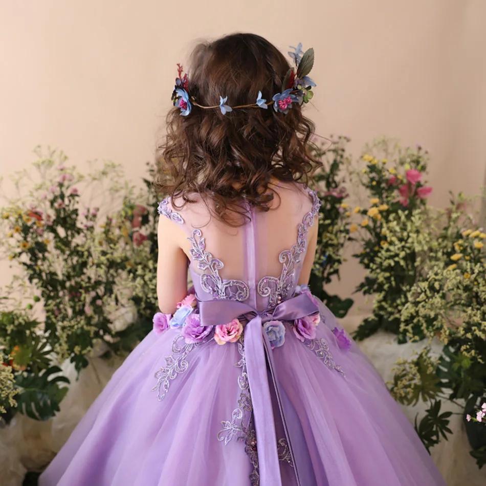 Robe de demoiselle d'honneur pour filles, robes de première communion pour enfants, robe de Rhen tul