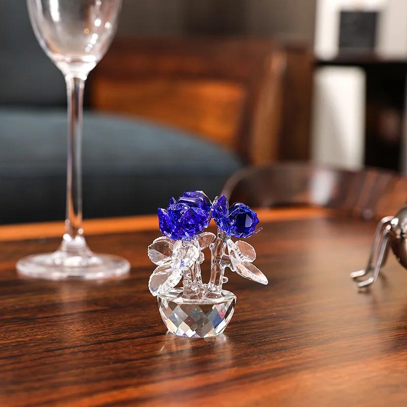 Figurines de roses en cristal, cadeau de saint-valentin pour elle, ornement de rêve en verre, presse