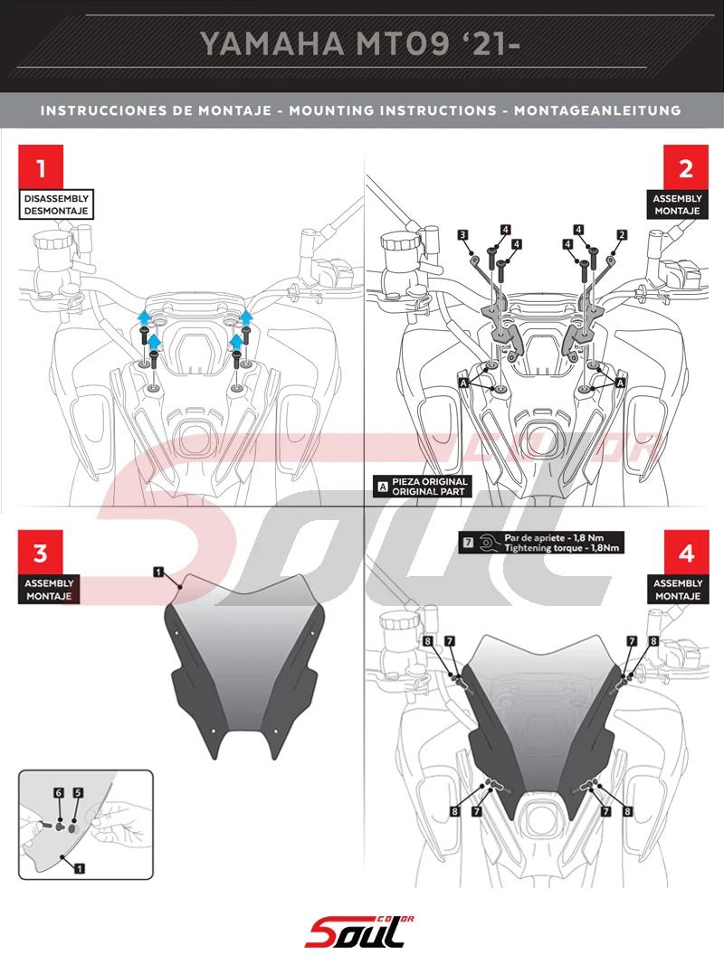 Visière de pare-brise de Sport pour moto, noire, compatible avec YAMAHA MT-09 2021 2022 2023 MT09 SP