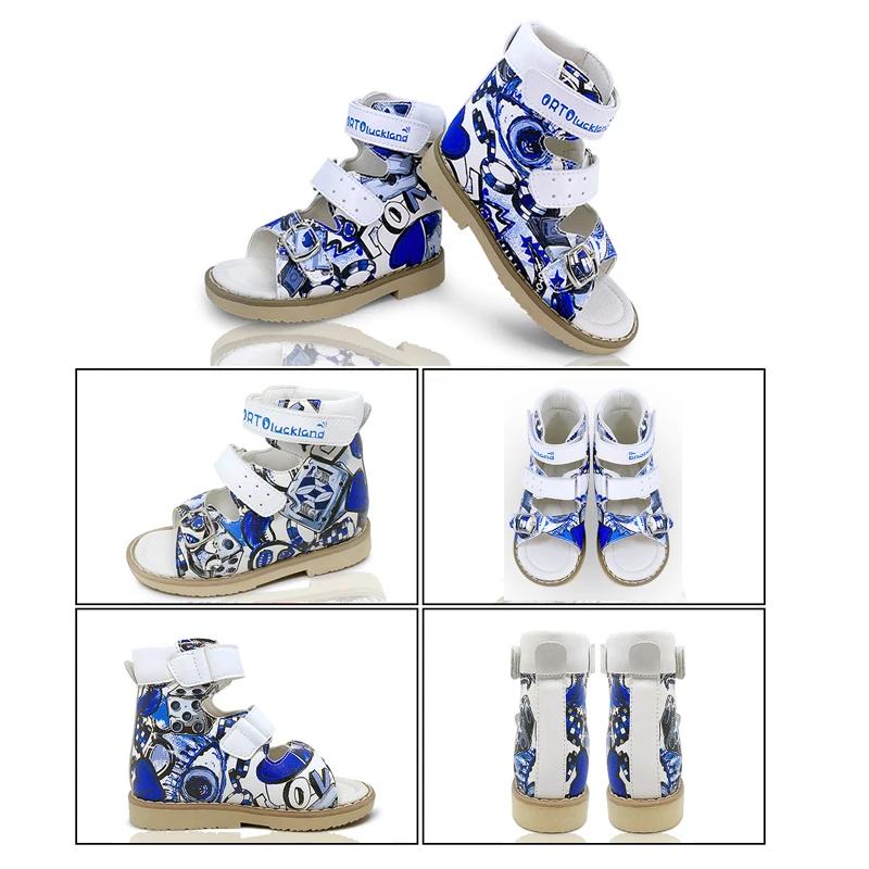 Ortoluckland enfants sandales garçons imprimé chaussures orthopédiques été enfants boucle sangle sou