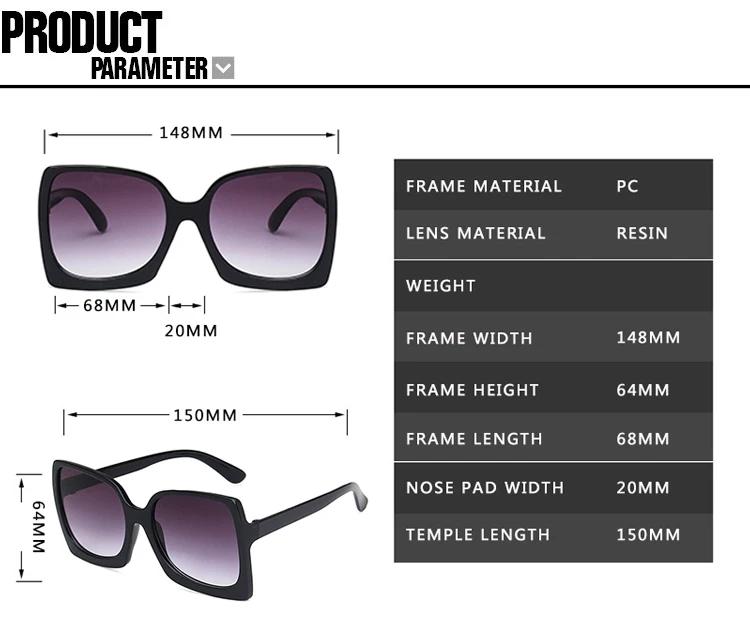 Lunettes de soleil surdimensionnées à grande monture pour femmes, marque de styliste en plastique dé