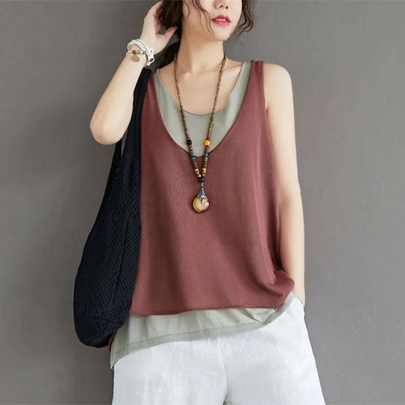 Faux gilets décontractés en coton pour femmes, col en V, style simple, précieux, confortable, été, n