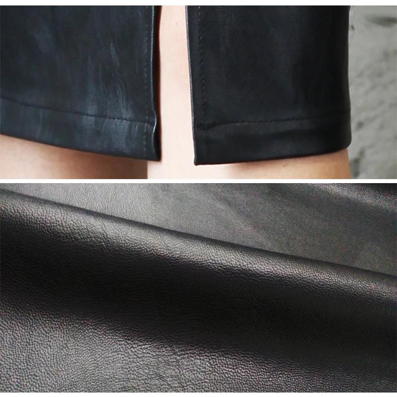 Jupe mi-longue en cuir PU pour femmes, automne hiver, paquet pour dames, jupe crayon fendue sur le d