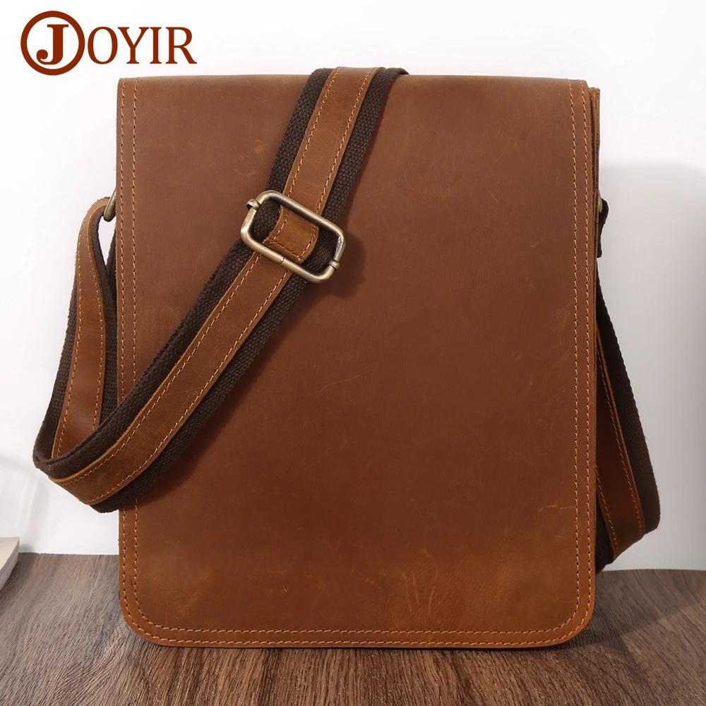 JOYIR petit sac messager en cuir véritable pour hommes sac à bandoulière à rabat décontracté sac à b