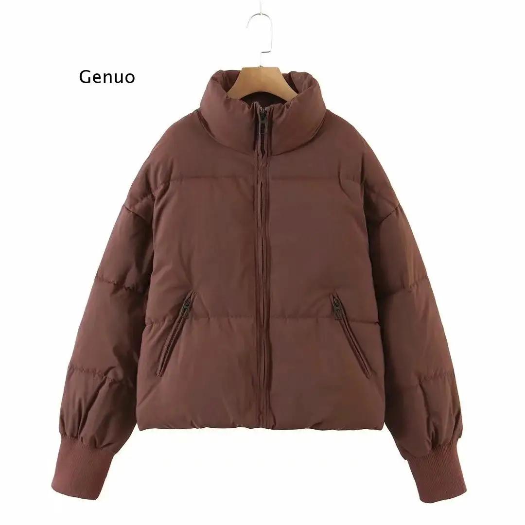 Veste épaisse rembourrée à col montant pour Femme, parka surdimensionnée, à la mode, Style Preppy, h