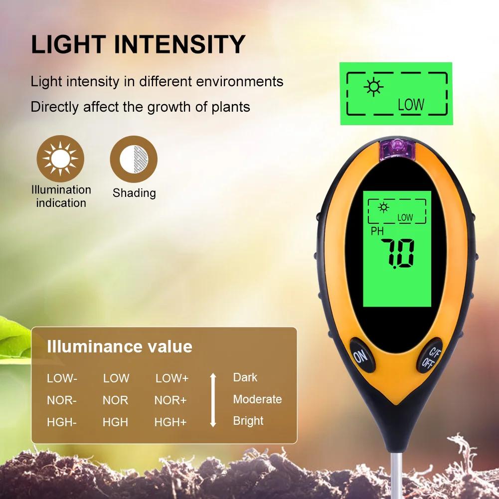 Yieryi – testeur numérique de PH du sol 4 en 1 avec lumière noire, moniteur d'humidité et de tempéra
