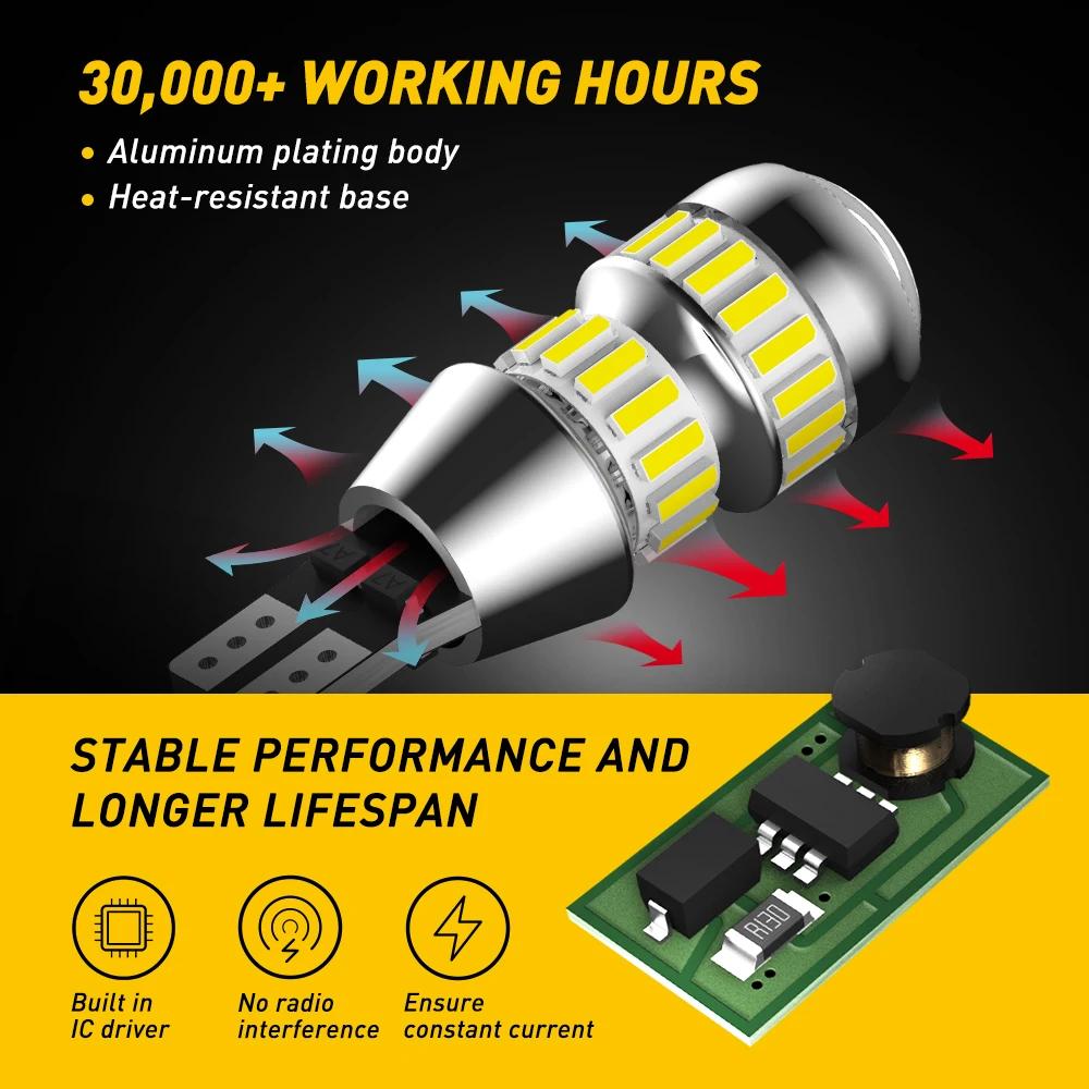 AUXITO 2 pièces 2000LM T15 lampe à LED lumière W16W LED Canbus sans erreur 4014 42-SMD 912 921 ampou
