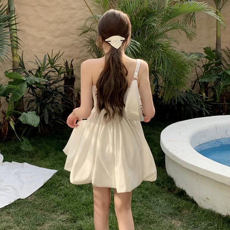 Mini robe de Rhdos nu sans bretelles pour femmes, robe d'été sexy, vêtements rétro pour femmes, robe