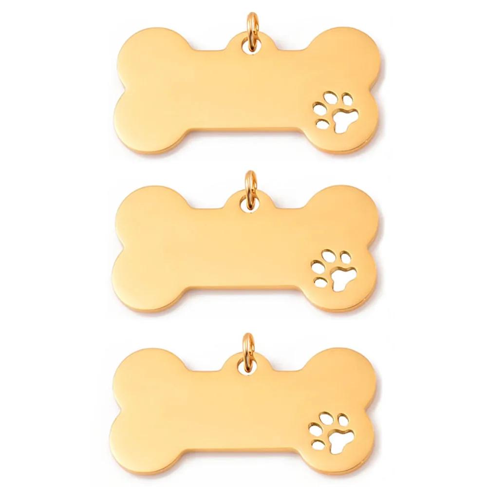 Étiquette militaire en acier inoxydable pour chien de compagnie, pendentif patte de chien creuse, br