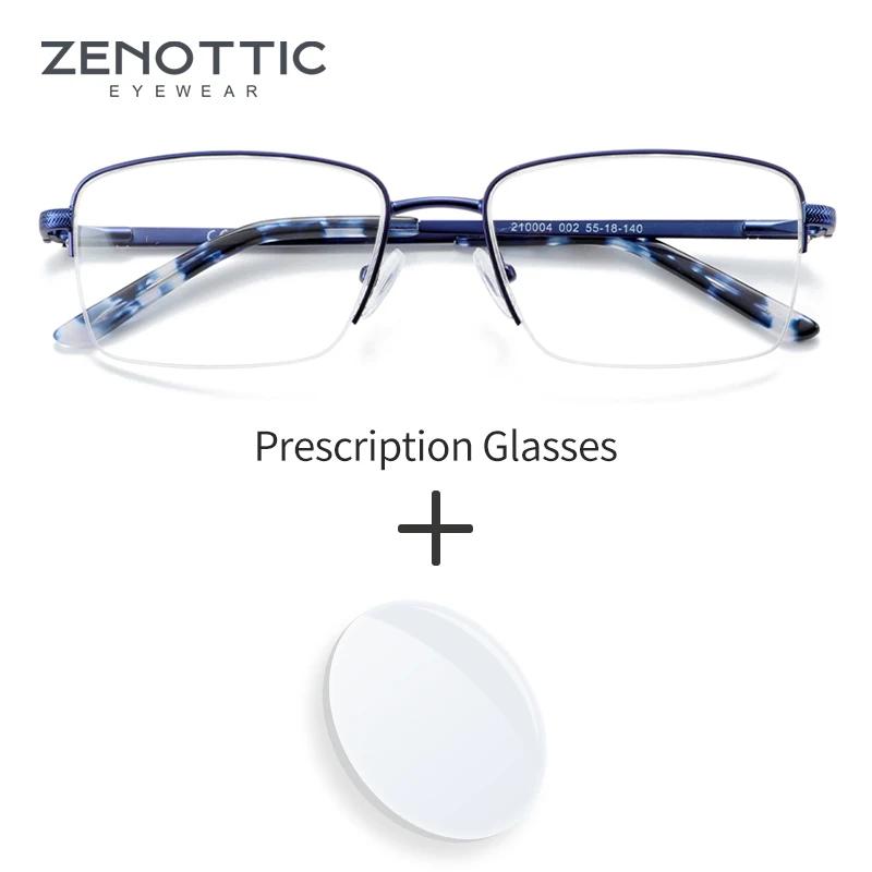 ZENOTTIC lunettes de Prescription demi-sans monture hommes Anti lumière bleue lunettes optiques phot