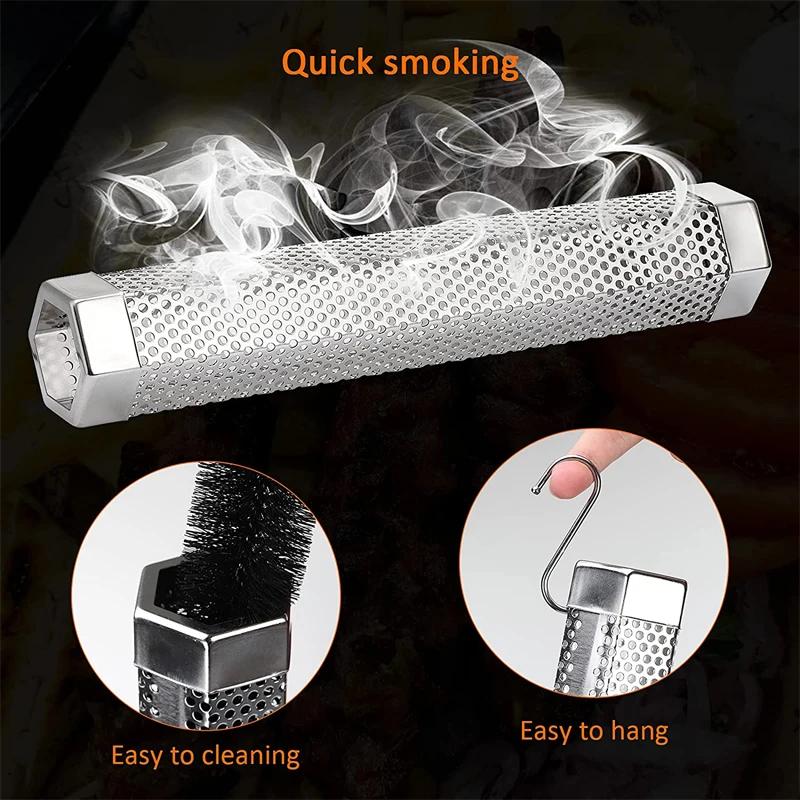 LMETJMA – fumoir à granulés en acier inoxydable, 12 pouces, pour fumer à froid ou à chaud, fonctionn