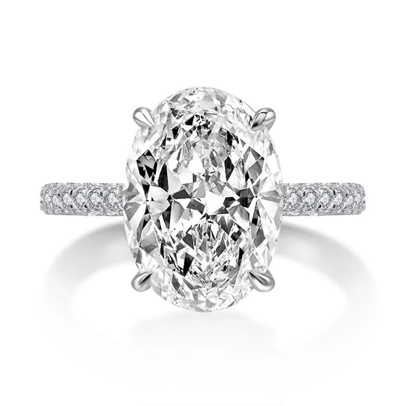 AneOval-Bague de fiançailles en argent regardé 100% pour femme, diamant de laboratoire CZ, alliance,