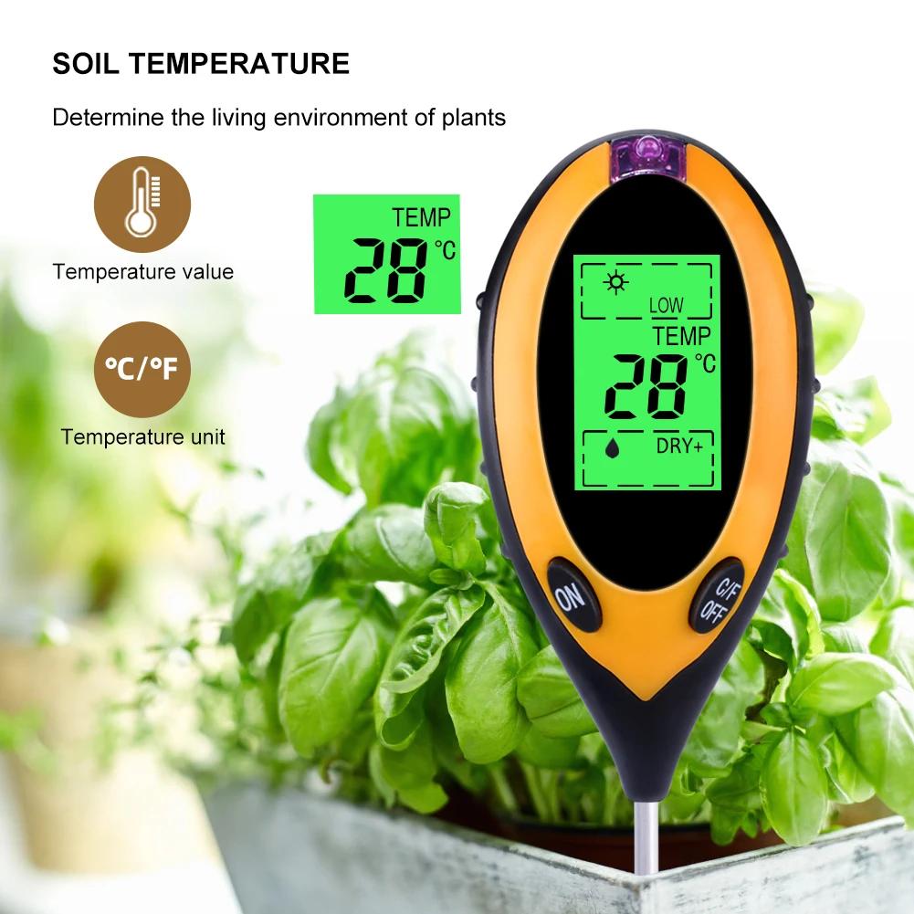 Yieryi – testeur numérique de PH du sol 4 en 1 avec lumière noire, moniteur d'humidité et de tempéra