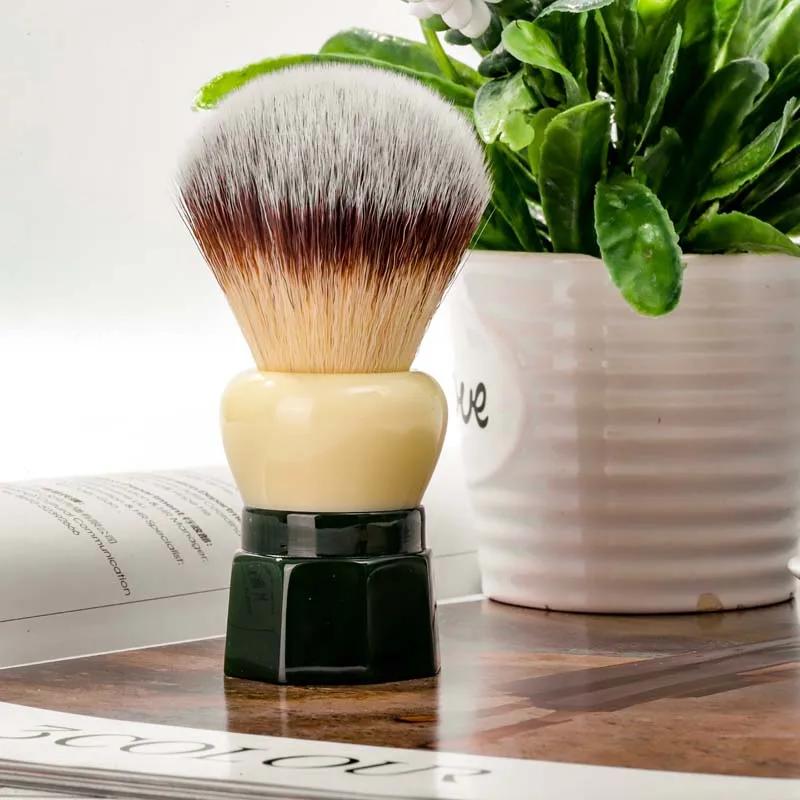 YAQI – brosse de rasage pour hommes, cheveux synthétiques en obsidienne verte humide