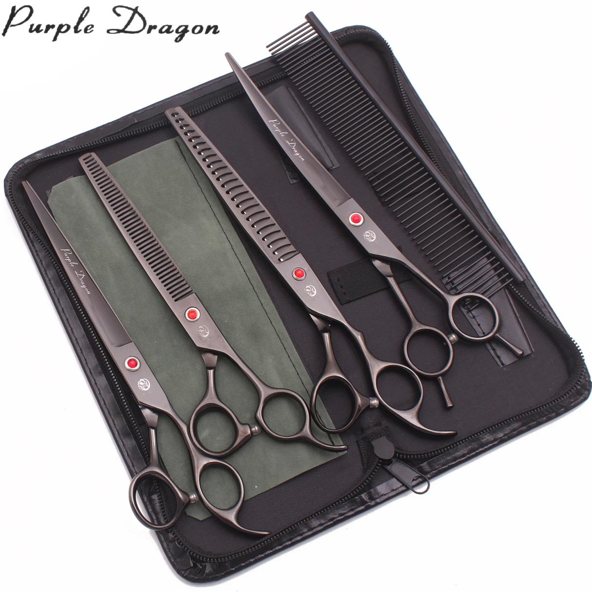 ciseaux coiffure professionnelle 8 pouces, Dragon violet japon 440C, ciseaux de toilettage pour anim