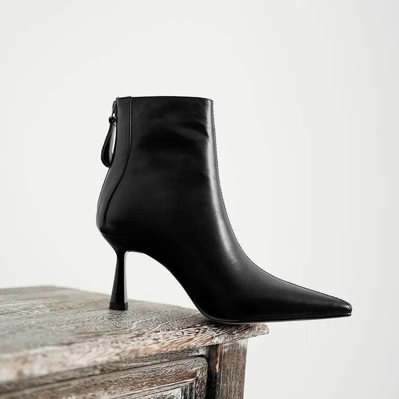 Krazing Pot grande taille 42 cuir de vache bout pointu talons hauts Design Chic concis hiver printem