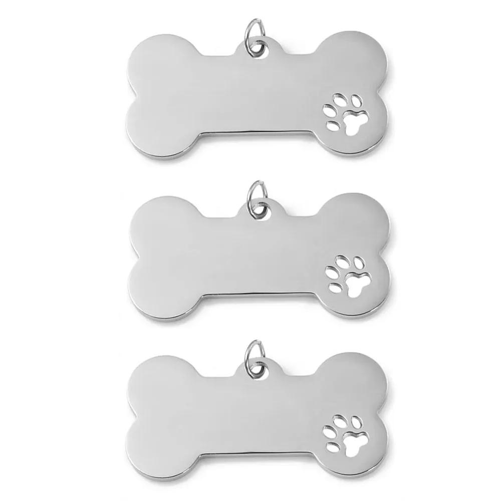 Étiquette militaire en acier inoxydable pour chien de compagnie, pendentif patte de chien creuse, br