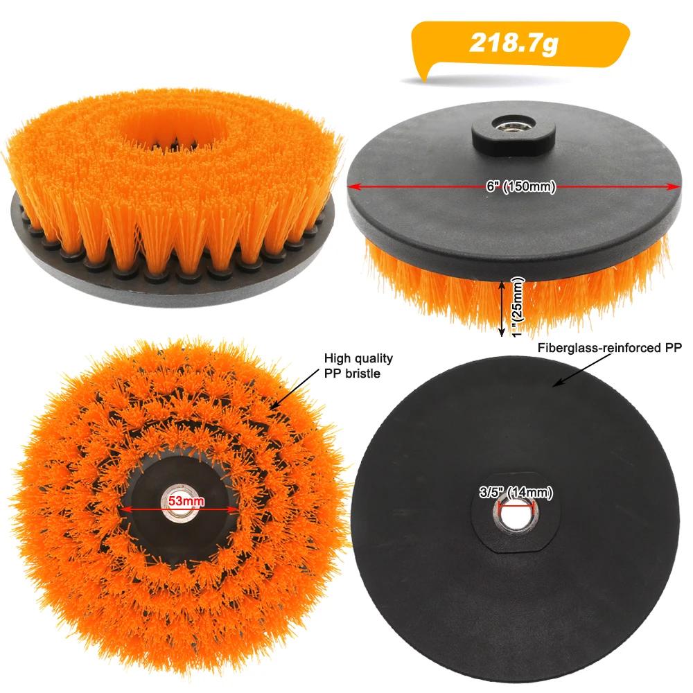 Brosse de nettoyage électrique creuse de 6 pouces, pour tapis, verre, pneus de voiture, carrelage de