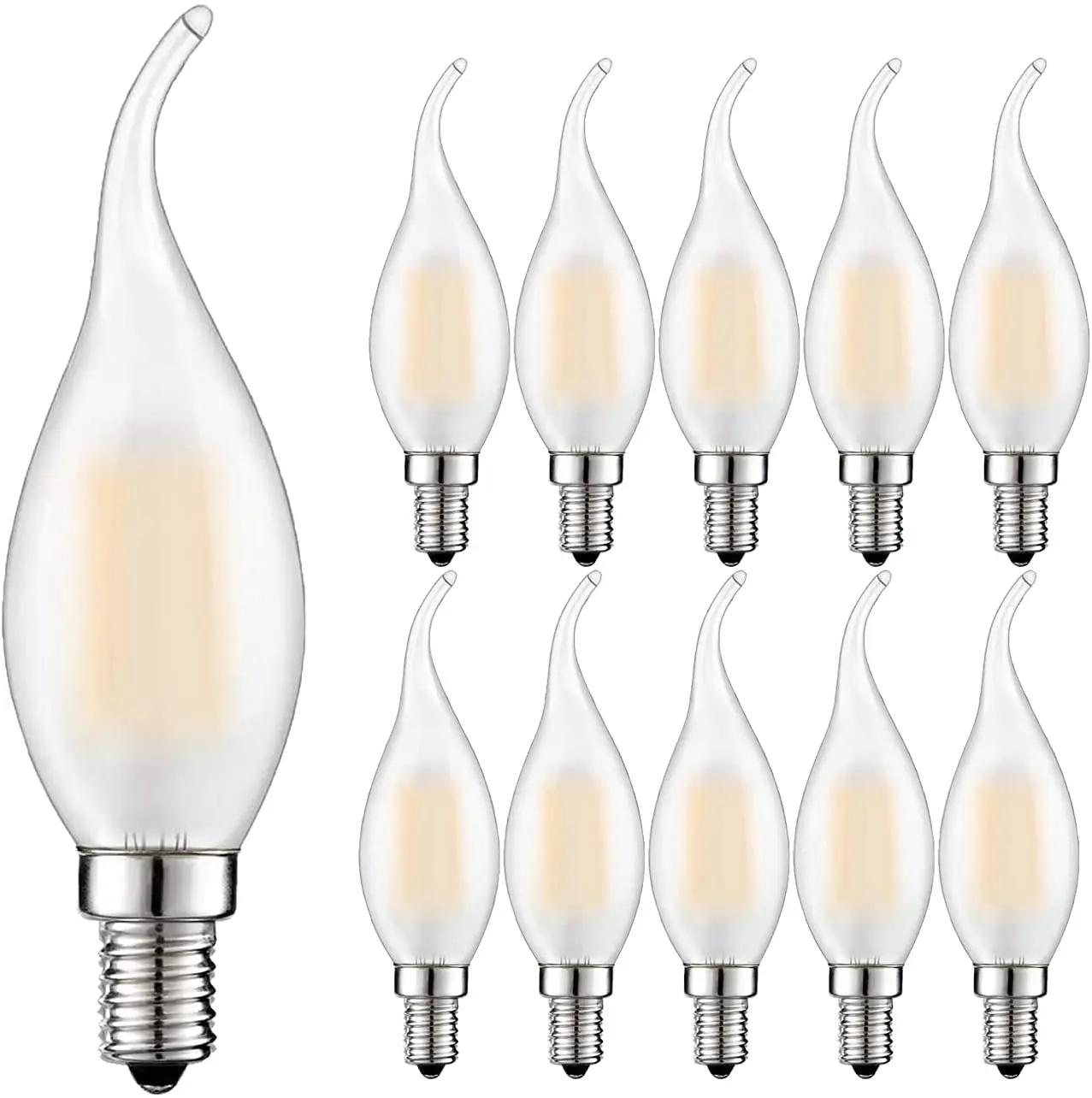 Lampe à filament rétro LED à intensité variable, C35 givrée, E14, 220V, 4W, 6W, blanc chaud 2700K, p