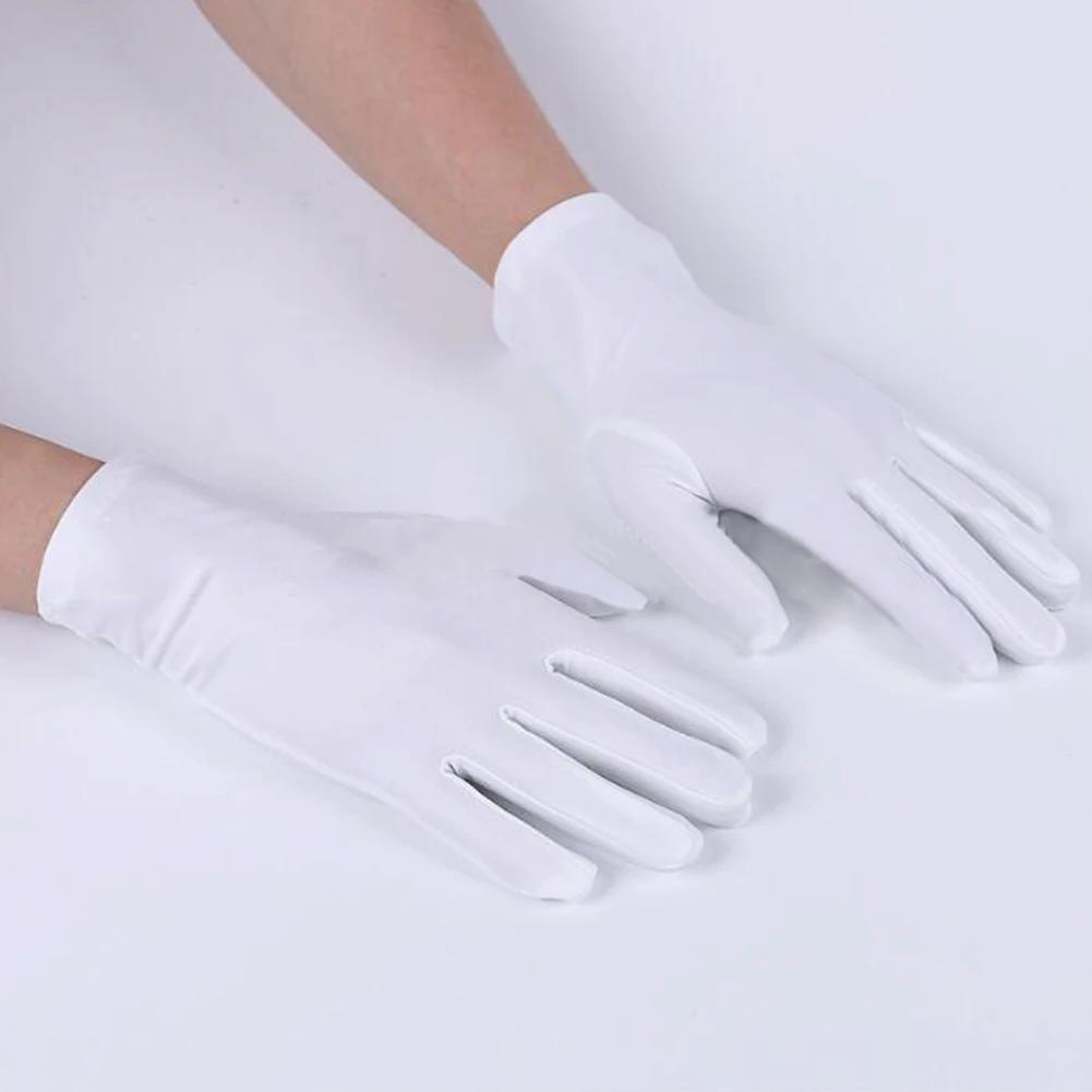1 paire printemps été gants en Spandex noir blanc étiquette mince gants extensibles danse serré blan