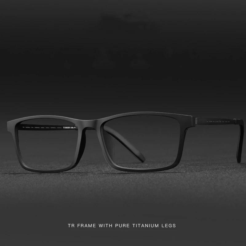 Monture de lunettes en titane pur pour hommes, grande monture confortable, Ultra légère, carrée, pou
